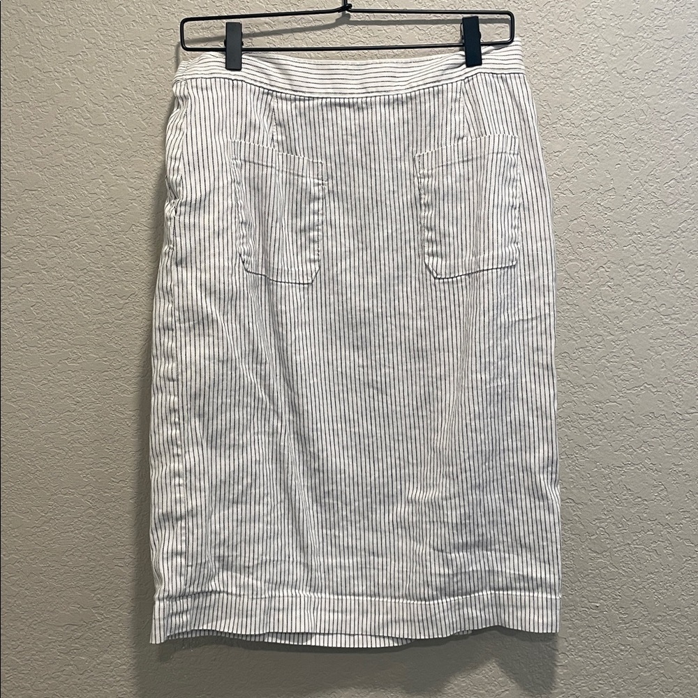 Banana Republic Striped Linen Wrap Pencil Skirt Size 10 - Picture 8 of 9